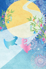 七夕　天の川　和柄　背景