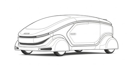 Futuristic Autonomous Vehicle Concept Sketch. © Sugi