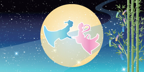 七夕　天の川　和柄　背景