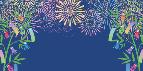 七夕　花火　和柄　背景