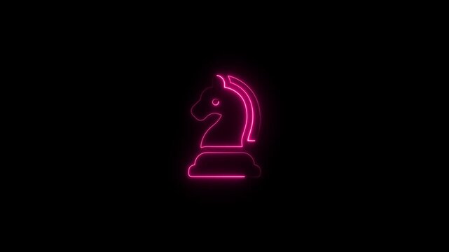 Neon Knight Chess Piece Glowing Pink Horse Head Strategy Game Symbol