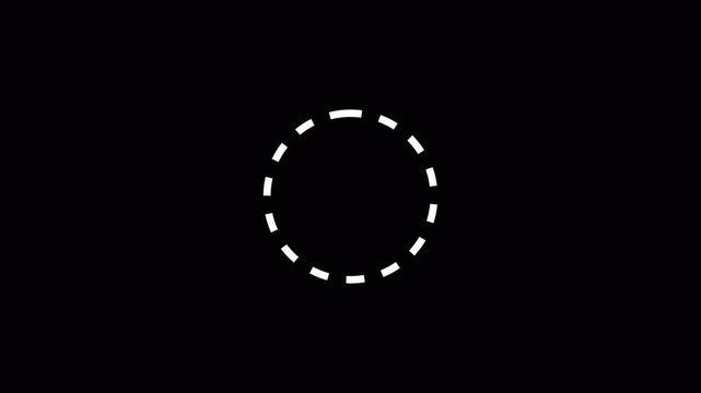 Dashed Circle Loading Animation Loop,Line dot circle frame animated on background. Rectangular doodle scribble element motion graphic on transparent background in 4K animation with alpha