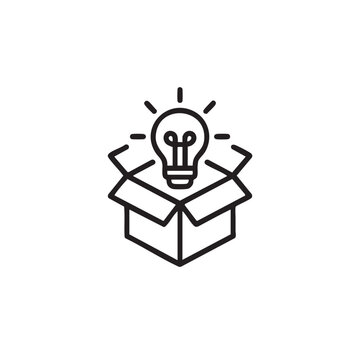 Creative idea emerging from an open box, symbolizing innovation and bright thinking