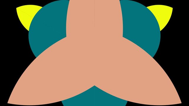 A cartoon character with a large nose and yellow ears on a black background.