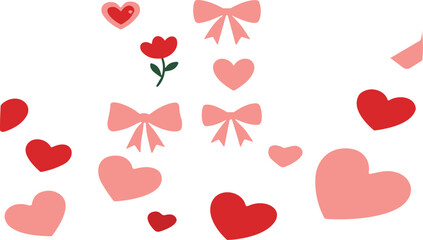 Cute Valentine heart and bow vector illustration set with romantic floral elements playful love themed decorative collection © Sumon Creative