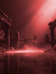 Fantasy Night Environment with Glowing Mist and Reflective Surface &ndash; Cinematic Atmospheric Background for Product Mockup, Branding Presentation, Luxury Showcase and Creative Advertising