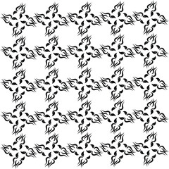 Obraz premium Intricate black floral geometric pattern resembling quatrefoil on checkered background vector