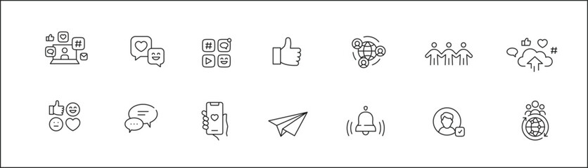 Editable social networking symbols collection for web and mobile app design.