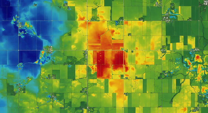 Comprehensive Satellite Imagery illustrating agricultural land conditions through advanced NDVI and Thermal data visualization, crucial for precision farming and environmental monitoring