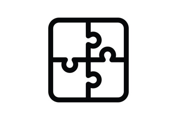 Black icon of a square jigsaw puzzle with four pieces