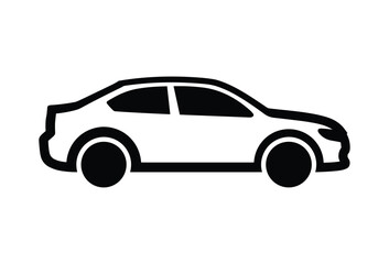 Obraz premium Simple black and white illustration of a car on white background