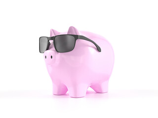 Piggy bank with sunglasses