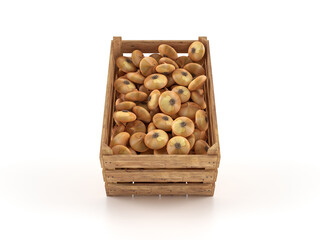 Wooden crate with yellow onion