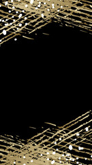 金色の筆で描いた和風フレーム(黒背景)　縦長レイアウトの上品な装飾イラスト