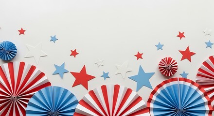 Obraz premium Celebrating labor day with patriotic fan decorations and star spangled festivities