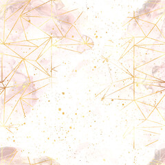 Obraz premium Elegant Gold Geometric Lines with Blush Watercolor Texture