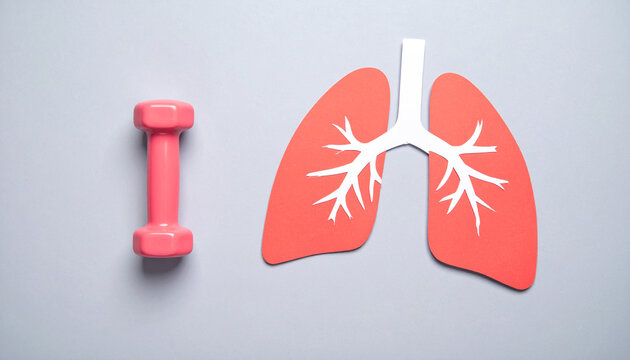 Lung with Exercise dumbbell Pulmonary Rehab Awareness. Supporting Patients in Pulmonary Recovery.