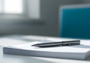 Professional Metal Pen on Blank Paper in Bright Office