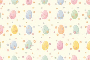 Colorful easter egg and flower pattern on light background