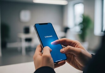 Close Up of Hands Using Smartphone with Unknown Caller ID