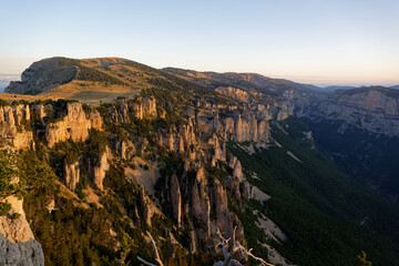 Crépuscule sur le cirque d'Archiane vu depuis Glandasse - Vercors