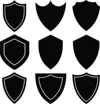 Collection of Shield Icons in Various Shapes