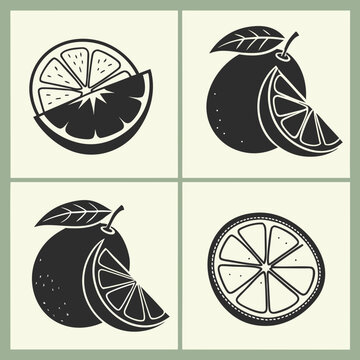 App Design Elements: Four Fruit Icons in 2x2 Grid