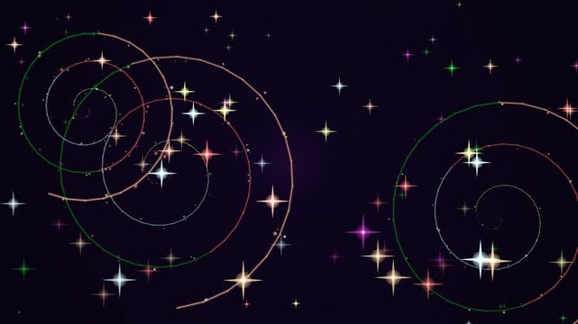 Vibrant Stars and Orbits in Deep Space Background.