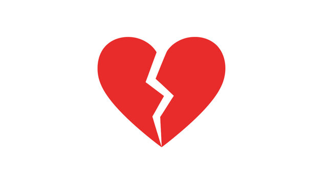 Broken Heart Symbol Red Icon.