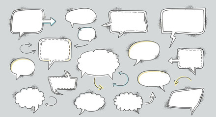 Hand-drawn speech bubbles and arrows, perfect for adding creative flair to your designs and messages