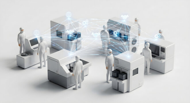 製造装置間の相互連携による高度に自動化された半導体工場