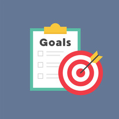 Goals and Target Achievement Concept Flat Vector