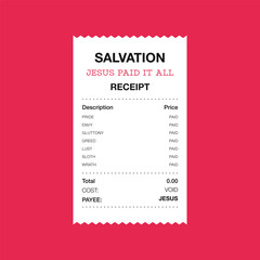 Salvation Jesus Paid It All Receipt Christian Typography