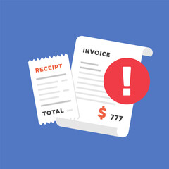 Receipt and Invoice with Warning Icon