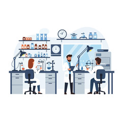 Naklejka premium Scientists working in a modern laboratory, conducting research and experiments