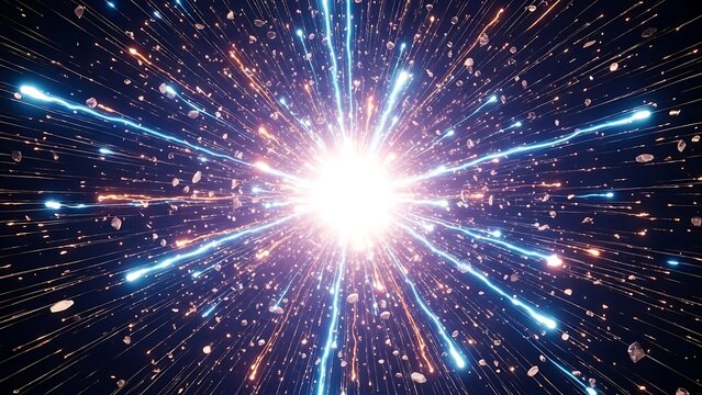 Energetic display of light particles in cosmic space with meteoroids