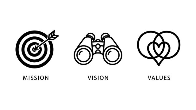 Mission vision and values icons