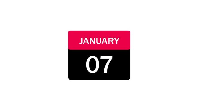 January 7th Calendar Icon with Pink and Black Color Palette for Planning, Scheduling, and Event Reminders