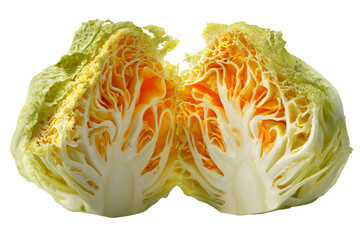 Obraz premium Halved Savoy Cabbage on White Background
