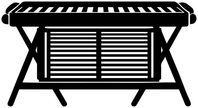 Vector illustration of a black and white old fashioned washboard on a stand