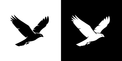 Fototapeta premium Bird Silhouette Flying High in Air.