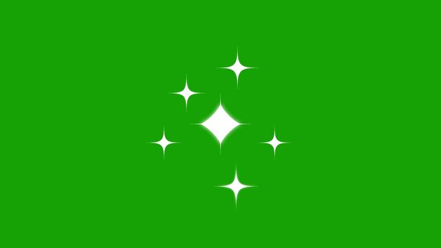 Twinkling stars, blinking stars light effect on transparent green background. night sky,  Glow twinkle stars pop-up movement timeline
