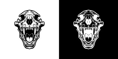 Black and White Tiger Skull Illustration. © cuan