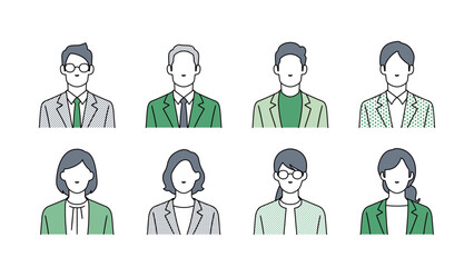 Set of faces of business people