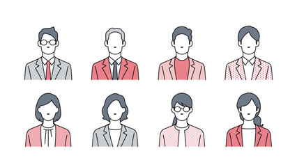 Set of faces of business people