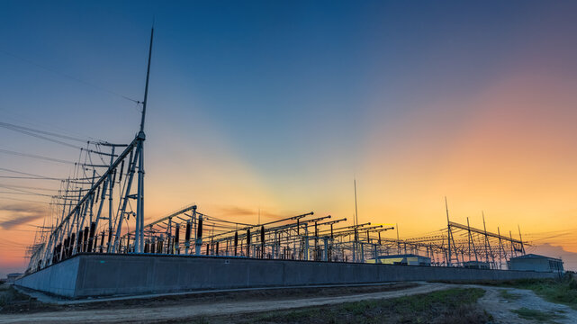 Electrical Substation at Twilight