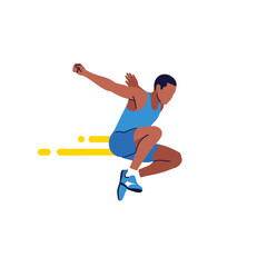 Athlete jumping mid-air, dynamic action shot, track and field, sports concept