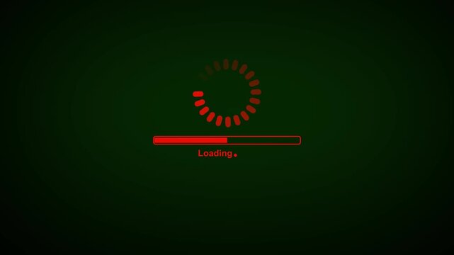 Vector speedometer illustration red numbers words and loading technology design elements.4k video animation.