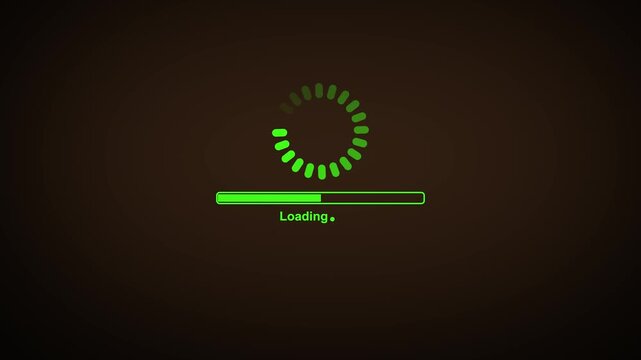 Vector speedometer illustration green numbers words and loading technology design elements.4k video animation