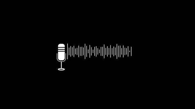 Audio waves motion on black. Sound waves or audio waveform. Voice and conversation recording soundtrack and music video visualization Audio waves spectrum and frequency Sound wave equalizer 4k video.